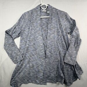 pure jill Women's Cardigan Sweater Blue Marled Knit layer size M
